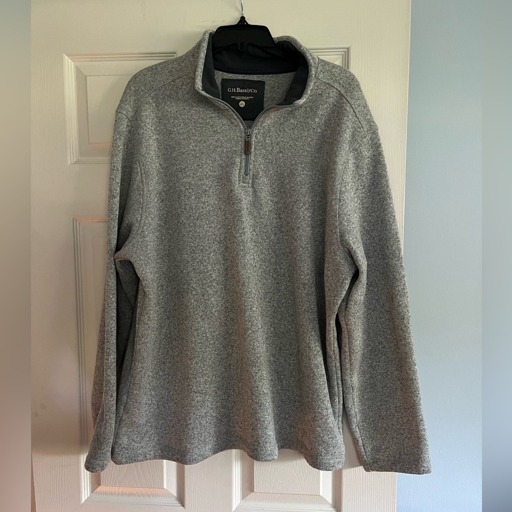 G. H. Bass & Co. mens pullover quarter zip gray sweater top G H Bass 2XL zip up